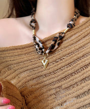 Modern Leopard Copper Alloy Scarf Love Pendant Necklace