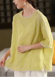 Modern Light Green Oversized Patchwork Linen Tanks Summer