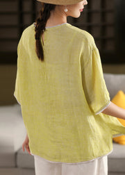 Modern Light Green Oversized Patchwork Linen Tanks Summer
