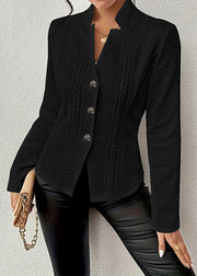 Modern Light Grey Stand Collar Button Cotton Suit Coats Fall