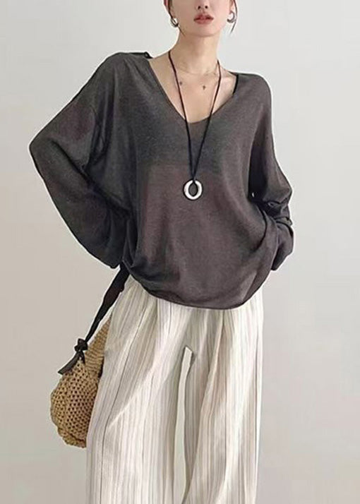 Modern Navy V Neck Plus Size Knit Top Fall