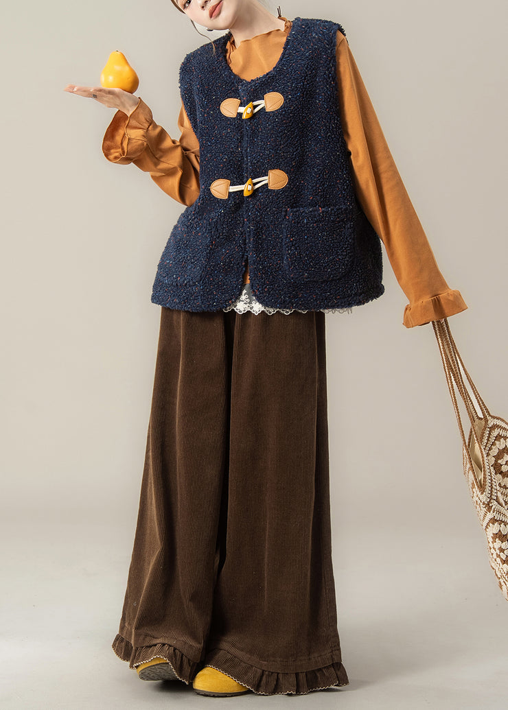 Modern Navy Vest And Orange T Shirts Coffee Pants 3 Piece Outfit Winter