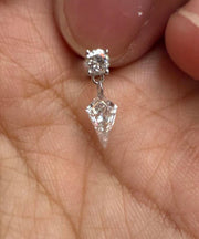 Modern Nude Sterling Silver Zircon Water Drop Tassel Drop Earrings