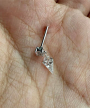 Modern Nude Sterling Silver Zircon Water Drop Tassel Drop Earrings