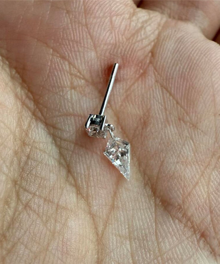 Modern Nude Sterling Silver Zircon Water Drop Tassel Drop Earrings