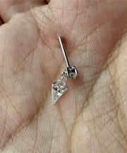 Modern Nude Sterling Silver Zircon Water Drop Tassel Drop Earrings