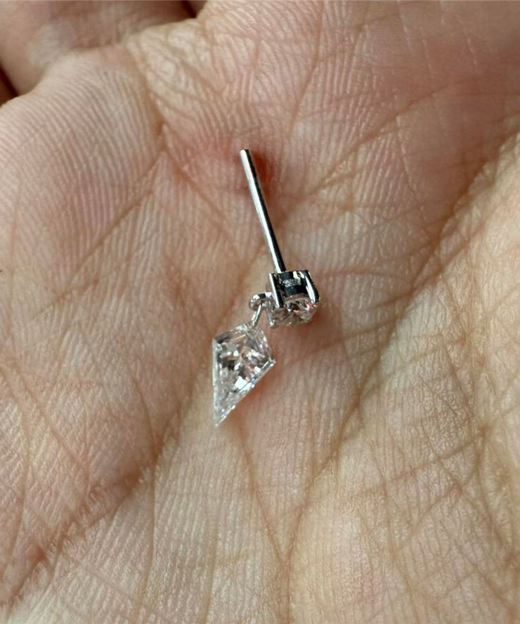 Modern Nude Sterling Silver Zircon Water Drop Tassel Drop Earrings