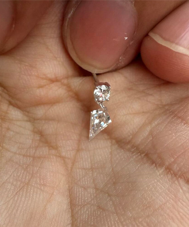 Modern Nude Sterling Silver Zircon Water Drop Tassel Drop Earrings