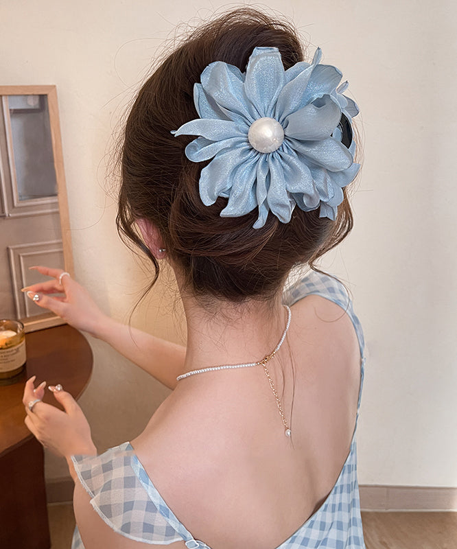 Modern Pink Acrylic Fabric Art Pearl Floral Hairpin