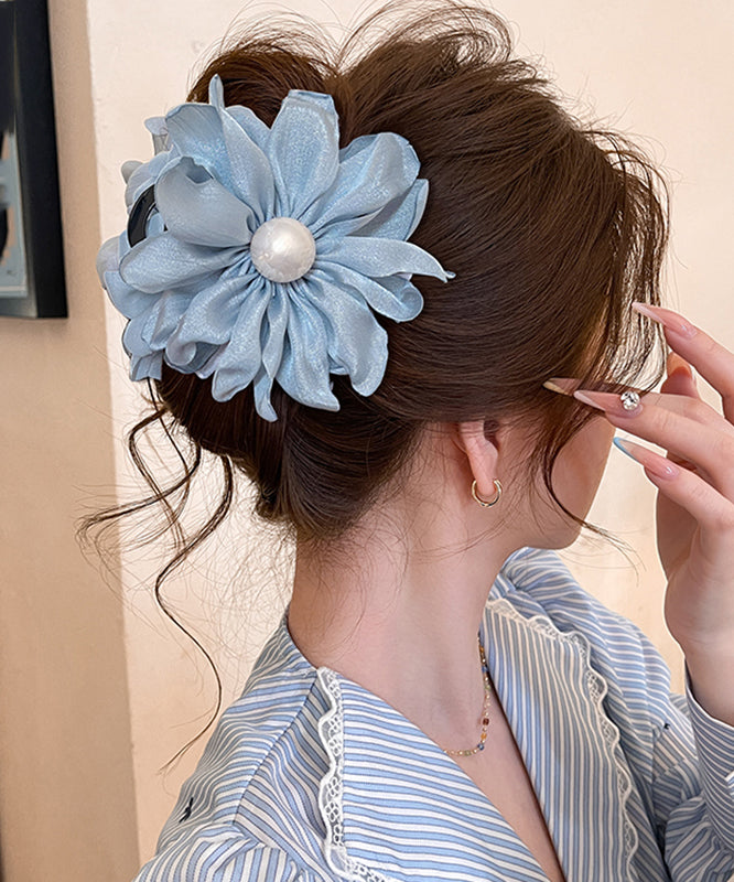 Modern Pink Acrylic Fabric Art Pearl Floral Hairpin