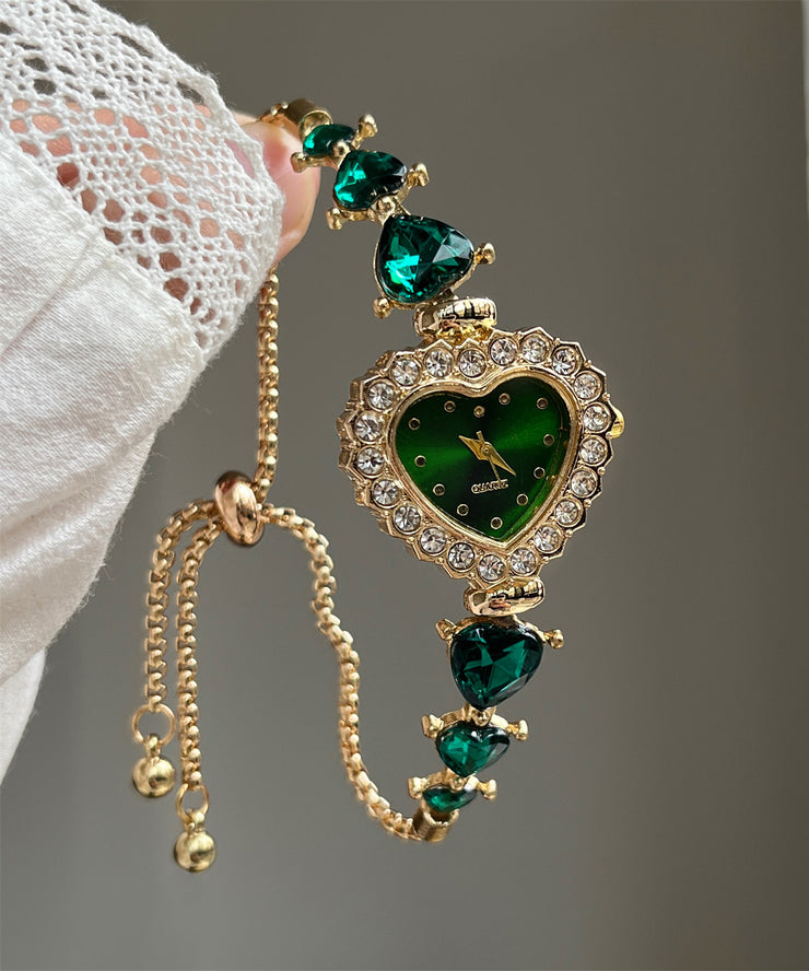 Modern Pink Alloy Love Zircon Crystal Watches