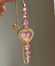 Modern Pink Alloy Love Zircon Crystal Watches