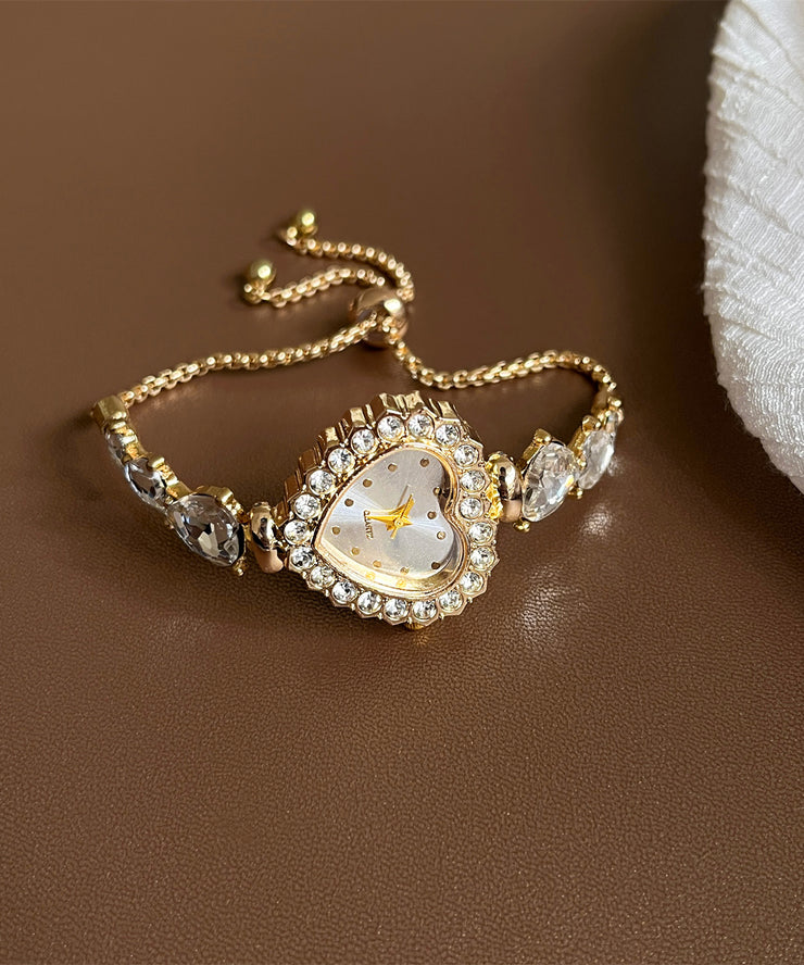 Modern Pink Alloy Love Zircon Crystal Watches