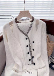 Modern Pink Lace Patchwork False Two Pieces Knit Sweaters Fall