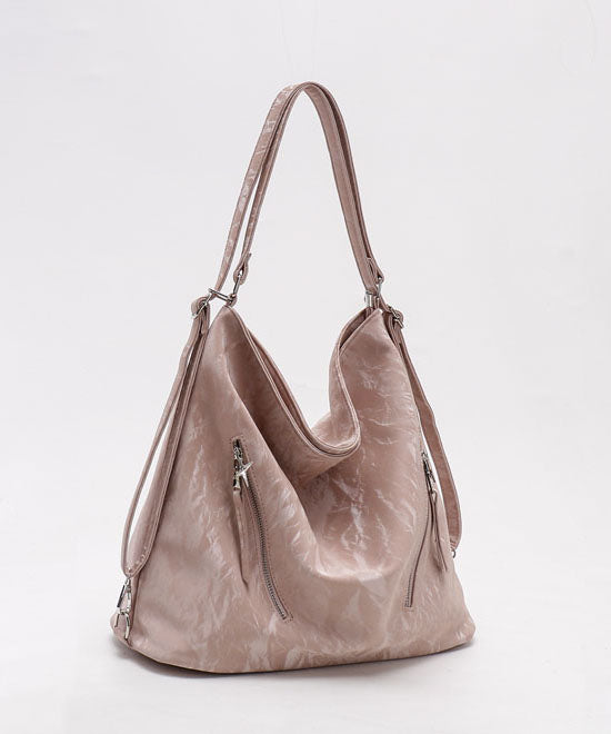 Modern Pink Large Solid Durable Faux Leather Women Handbags