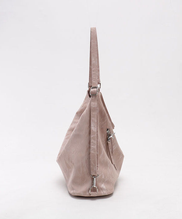 Modern Pink Large Solid Durable Faux Leather Women Handbags