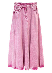 Modern Pink Pockets High Waist Denim Skirts Summer