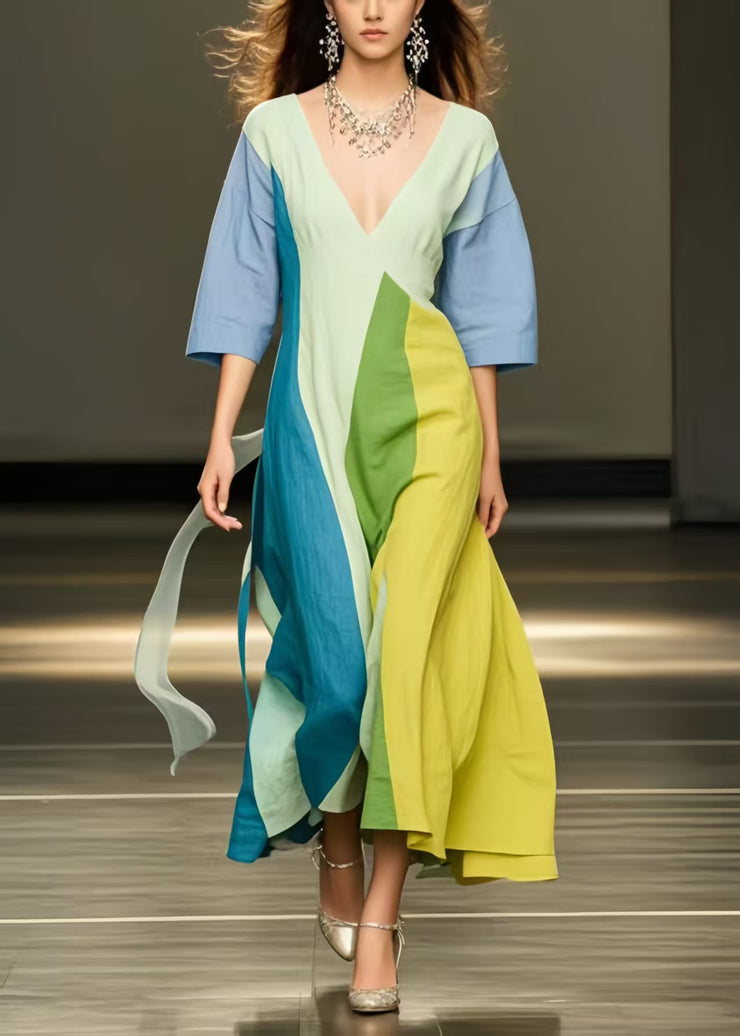 Modern Polychrome Exra Large Hem Cotton Vacation Dress Summer