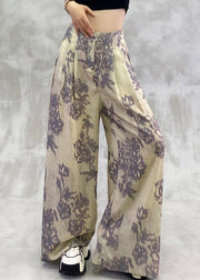 Modern Print Pockets Elastic Waist Pants Summer