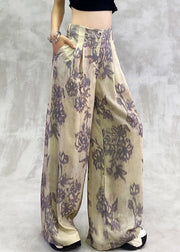 Modern Print Pockets Elastic Waist Pants Summer