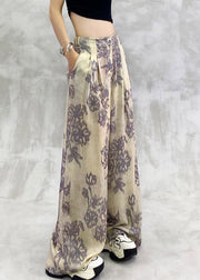Modern Print Pockets Elastic Waist Pants Summer