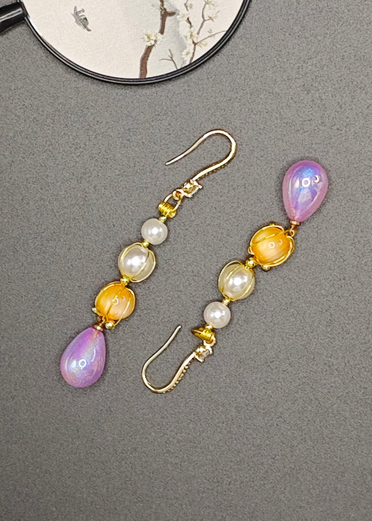 Modern Purple Acrylic Fine Pearl Drop Earrings