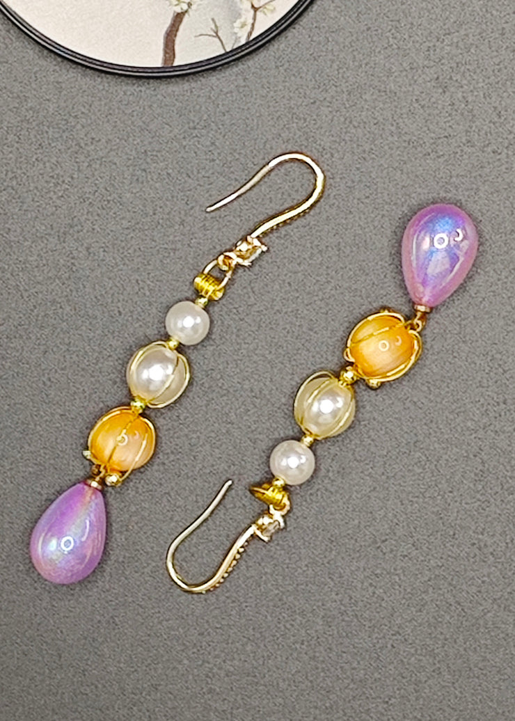 Modern Purple Acrylic Fine Pearl Drop Earrings