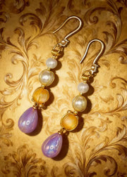 Modern Purple Acrylic Fine Pearl Drop Earrings