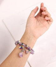 Modern Purple Alloy Asymmetrical Crystal Gravel Charm Bracelet