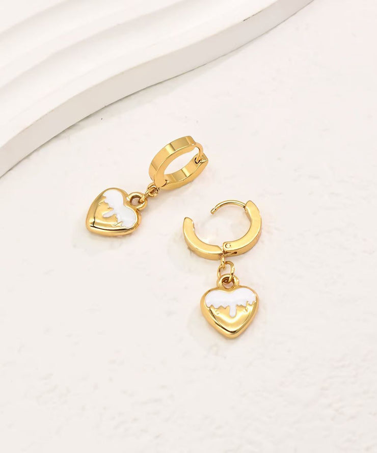 Modern Purple Alloy Love Hoop Earrings