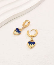 Modern Purple Alloy Love Hoop Earrings