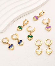 Modern Purple Alloy Love Hoop Earrings