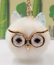 Modern Purple Alloy Owl Fluffy Keychains