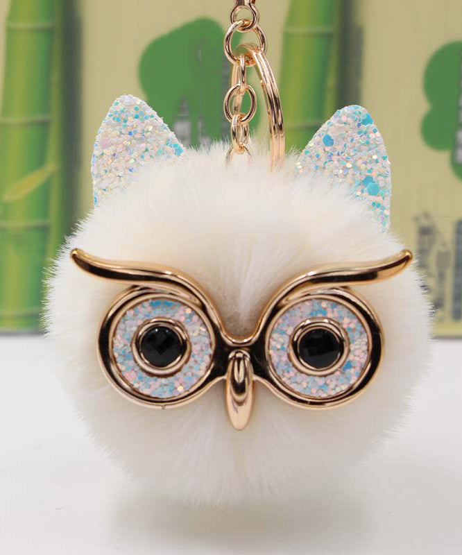 Modern Purple Alloy Owl Fluffy Keychains
