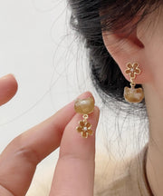 Modern Red Alloy Resin Floral Cat Drop Earrings