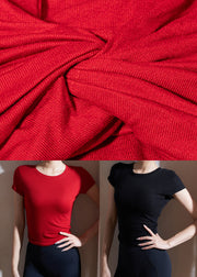 Modern Red Wrinkled Short Sleeve Modal Cotton Yoga Tank Tops