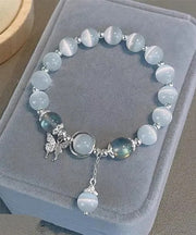 Modern Silk Alloy Zircon Butterfly Cat's Eye Stone Charm Bracelet