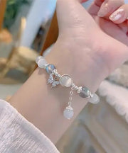 Modern Silk Alloy Zircon Butterfly Cat's Eye Stone Charm Bracelet
