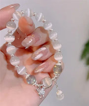 Modern Silk Alloy Zircon Butterfly Cat's Eye Stone Charm Bracelet
