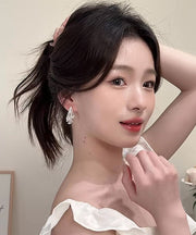 Modern Silk Sterling Silver Zircon Fireworks Tassel Drop Earrings