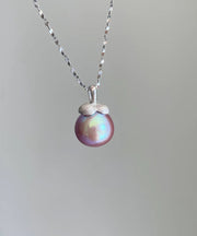Modern Silk Sterling Silver Zircon Pearl Small Mountain Pendant Necklace
