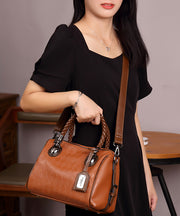 Modern Simple Brown Versatile Calf Leather Tote Bag