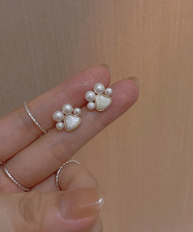 Modern White Copper Alloy Pearl Shell Cat&