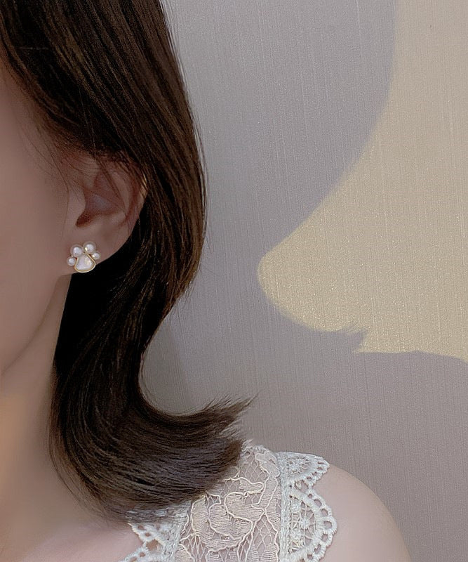 Modern White Copper Alloy Pearl Shell Cat&