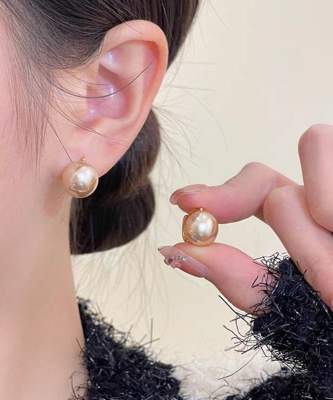 Modern White Copper Pearl Stud Earrings