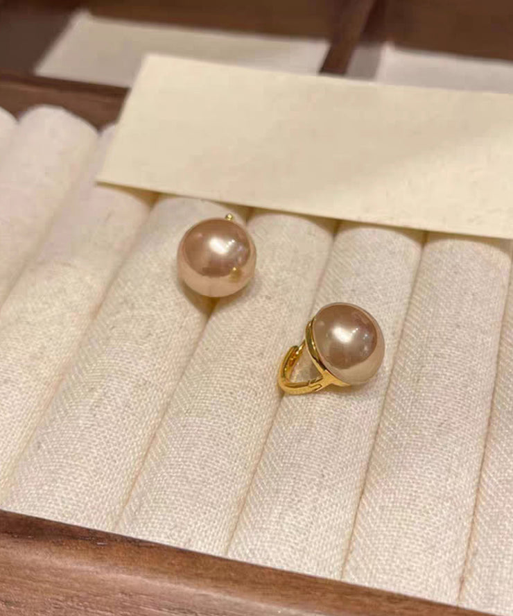 Modern White Copper Pearl Stud Earrings