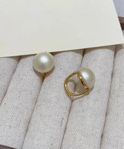 Modern White Copper Pearl Stud Earrings