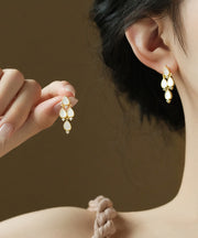 Modern White Copper Zircon Multilayer Water Drop Stud Earrings