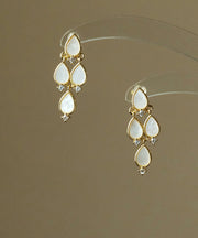Modern White Copper Zircon Multilayer Water Drop Stud Earrings