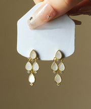 Modern White Copper Zircon Multilayer Water Drop Stud Earrings